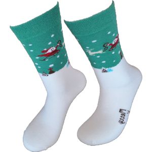 Verjaardag cadeau - Grappige sokken - Kerst sokken - Kerst Slee Sokken - Wintersport sokken - Leuke sokken - Vrolijke sokken - Luckyday Socks - Kerst Cadeau sokken - Socks waar je Happy van wordt - Maat 37-44