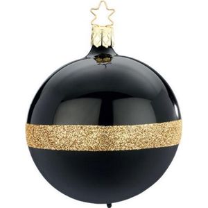 Twee Stijlvolle Twin Kerstballen zwart met goud - Handgemaakt in Duitsland