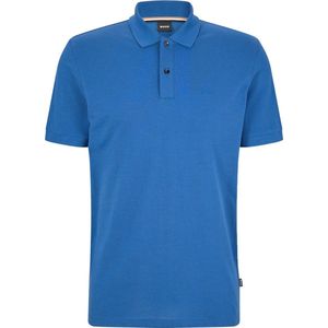 BOSS Pallas regular fit polo - pique - middenblauw - Maat: M