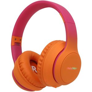 imoshion Kinder Koptelefoon met LED Verlichting - Met Decibelbegrenzer - Bluetooth Koptelefoon Kinderen - Draadloze Over-Ear Hoofdtelefoon - Hot Pink / Apricot Orange Crush