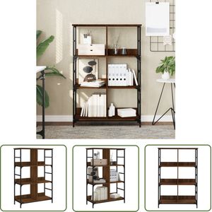 The Living Store Boekenrek 78,5x33x117,5 cm bewerkt hout bruin eikenkleur - Boekenplank - Boekenkast - Bibliotheek - Industrieel Interieur - Houten Kast