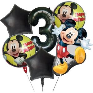 Mickey Mouse - Jomazo - Mickey Mouse folieballonnen met cijfer 3- Mickey Mouse verjaardag - Kinderverjaardag - Mickey Mouse 3 jaar - Mickey mouse ballon - Mickey Mouse ballonnen - Disney kinderfeest