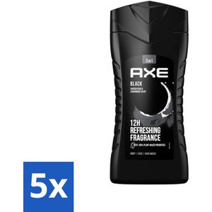 5 x Axe 3-in-1 Douchegel Black 250 ml - Langdurige Geur - Fris - Deodorant - Mannen - Verzorging