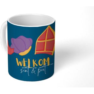 Mok - Koffiemok - Sinterklaas - Quotes - Sint - Welkom Sint en Piet - Kinderen - Jongens - Meisjes - Kindje - Mokken - 350 ML - Beker - Koffiemokken - Theemok