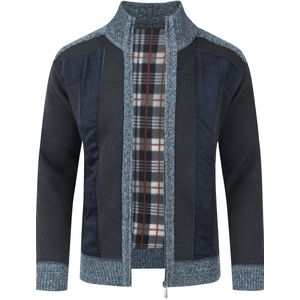 Allthemen Herenkraagjasje - Gebreide trui met kleurblokken - XXL