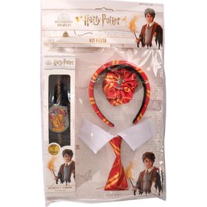 Ciao s.r.l Hermelien Toverstaf Harry Potter Hermione Granger Toverstaf Verkleedaccessoires Kind en Volwassenen Tovenaarsset - Officiële licentie - 4-Delig Stropdas/Hoofdband/Scrunchie/Toverstaf - One Size