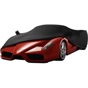 S&Dshopline - Indoor sportwagen autozeil elastisch, ademend, stofbescherming, zachte stretchstof, elegante autoafdekking voor binnen, garage, autoshow, zwart