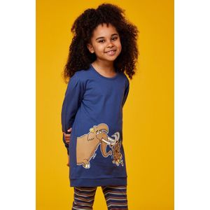 Woody pyjama meisjes - mammoet - blauw - 232-10-POP-S/834 - maat 140