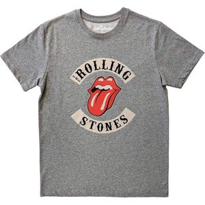 The Rolling Stones - Biker Tongue Heren T-shirt - L - Grijs