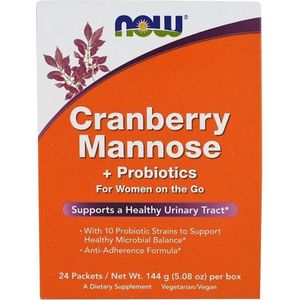 Now Foods - Cranberry Mannose + Probiotics - Supplement - 24x6g - Voor Urinewegen