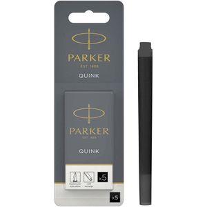 Parker lange vulpen inktpatronen | zwarte QUINK inkt | 5 vulpenpatronen (Blister)