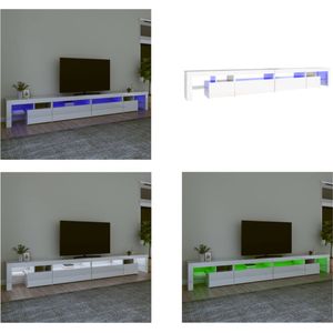 vidaXL Tv-meubel met LED-verlichting 290x36-5x40 cm hoogglans wit - Tv-kast - Tv-kasten - Tv-meubel - Tv-meubel Met LED-verlichting