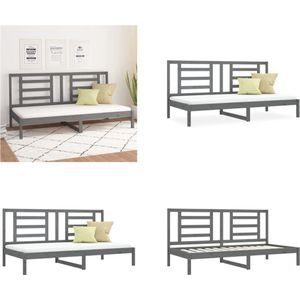 vidaXL Slaapbank 90x200 cm massief grenenhout grijs - Slaapbank - Slaapbanken - Bedbank - Bed