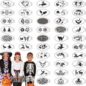 42 stuks gezichtsschildersjablonen en bodypainting stencils herbruikbaar voor vakantiefeest en kunst schilderen
