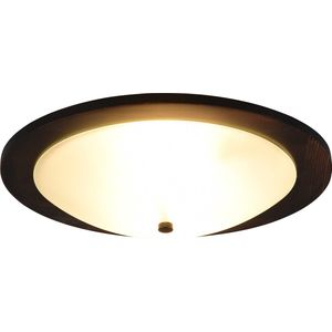 Trio leuchten - LED Plafondlamp - Plafondverlichting - E27 Fitting - 2-lichts - Rond - Donkerbruin - Hout