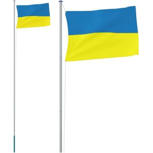vidaXL-Vlag-met-vlaggenmast-Oekraïne-6,23-m-aluminium