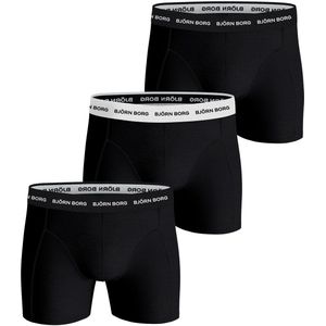 Björn Borg Cotton Stretch Boxershort Heren - Zwart/Wit/Zwart - 3 stuks - Heren onderbroeken - Katoenen Boxer - Maat L