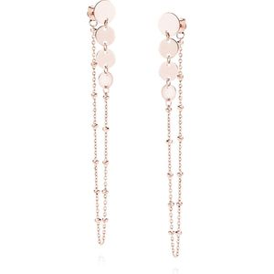 Rosegoud Oorbellen - Rose goud Oorhangers met ketting - Cascading Chain Earrings - Amona Jewelry