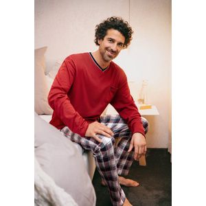 Warme rode heren pyjama Hajo - Rood - Maat - 46