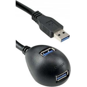 USB naar 2x USB docking kabel - USB3.0 - tot 0,9A / zwart - 2 meter