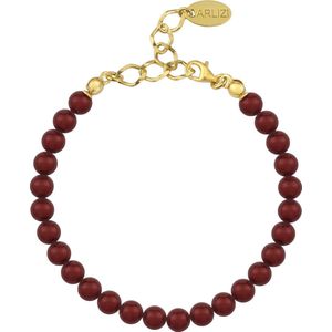 ARLIZI 1148 Parel Armband - Dames - Verguld - 20 cm - 6 mm - Rood