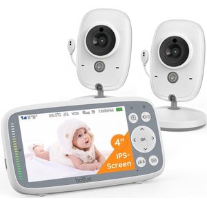 BOIFUN Video Babyfoon met 2 camera's - 720P IPS-scherm - onzichtbaar infrarood nachtzicht - VOX-modus - geen wifi