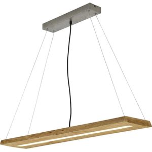 LED Hanglamp - Trion Brida - 27W - Warm Wit 3000K - 1-lichts - Dimbaar - Rechthoek - Mat Bruin - Natuurhout