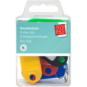 SOHO Sleutellabels – Sleutelhangers – Labels voor aan je sleutel – Bagagelabel – Gekleurde sleutellabels – 8 stuks