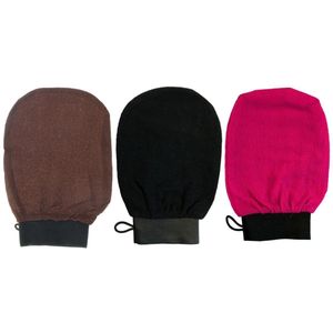 EXCITAT Scrubhandschoen - Gezichtswashandschoen - Exfoliërende handschoen - Badhandschoen - Exfoliërende handdoekhandschoen - Handdoek - Lichaamsscrub - 3-pack - Zwart, roze en bruin