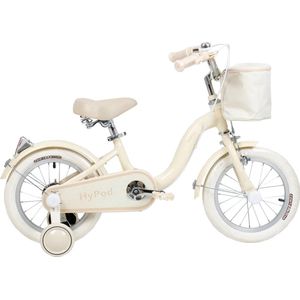 Yar Biky Meisjesfiets 16 Inch Creme - Kinderfiets Met Zijwielen & stuurtas