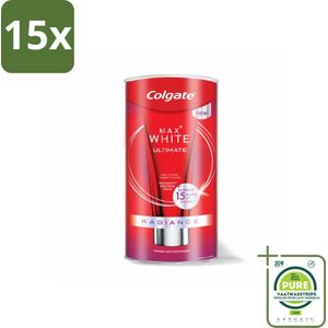 15 x Colgate - Tandpasta - Max White - Ultimate Radiance Whitening - 75 ml - Grootverpakking - Tandpasta - Tanden Bleken - Wittere Tanden - Colgate - Tandvlekkens