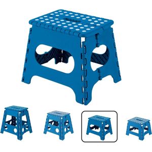 Vouwkruk voor keuken of badkamer - kleine vouwladder kinderkruk badbank - inklapbaar tot 150 kg - 27 cm hoog - blauw Kruk