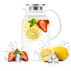Faseras Schenkkan - Glazen Karaf - Waterkan - Waterkaraf voor Fruitwater - Decanteer Karaf - Karaf met filter - 2L Inhoud