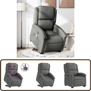 vidaXL Sta-op-massagestoel donkergrijs verstelbaar Sta-op-massagefauteuil - Sta-op-massagefauteuils - Sta-op Fauteuil - Sta-op- En Ligstoel Verstelbaar