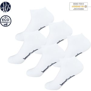 BENYSØN® Bamboe Sneakersokken | 6 Paar | Naadloos | Wit | Maat 41-46 | Seamless Toes | OEKO-TEX Standaard 100