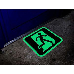 Nooduitgang pictogram glow-in-the-dark Glow-in-the-dark (fotoluminescent) 400 mm x 400 mm x 0,22 mm