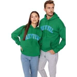 Trendyol Stone Oversize/Wide Cut Hooded Fleece Binnenkant/Warm Unisex Sweatshirt Tmnaw22Sw1462