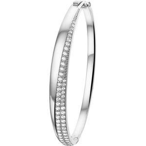 The Jewelry Collection Bangle Scharnier Zirkonia 7,5 X 60 mm - Zilver Gerhodineerd