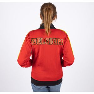 Rood retro jasje Belgie vrouwen mooi afgewerkt met driekleur en label maat Large