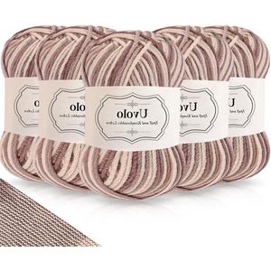 Handbreigaren kleurverloop 250 g (5 x 50 g) - haakgaren - regenboog acrylgaren - meerkleurig garen - katoen - haken - knutselen - 12 kaki