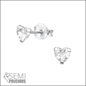 Aramat jewels ® - Zilveren zirkonia oorbellen hart transparant topaas 4mm