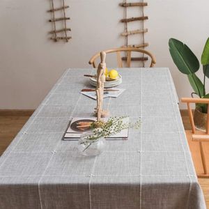 Tafelkleed van duurzaam katoenen linnen voor rechthoekige tafels - solide borduurrooster - keuken eettafel decoratie (135 x 180 cm grijs) Tafelkleed