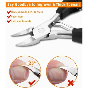 Professionele nagelschaarset, roestvrij staal, manicureset, scherpe nagelschaar voor dik groeiende nagels, 7-delige pedicureset, nagelschar, nagelschar met nagelknipper en nagelknipper,