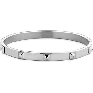 Kaliber Pyramid 7KB 0085M Stalen Bangle met Pyramides - Maat M - Zilverkleurig