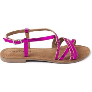 Lazamani Zoe Leren Dames Sandalen Gold Maat 40