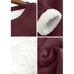 Dames Langarm Sweatshirt Plüsch Pullover met Ronde Hals