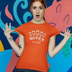 Oranje Koningsdag T-shirt - MAAT XL - Dames Pasvorm - Queen Of Shots