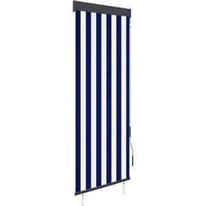 The Living Store Tuinrolgordijn - Polyester - 60x250 cm - Blauw en Wit