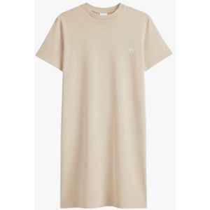 T-shirt jurk Vrouwen - 100% katoen 230 GSM - Regular Fit - Maat L - Ronde hals - Beige