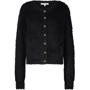 Red Button Vest Cardigan Fuzzy Srb4643 Black Dames Maat - L